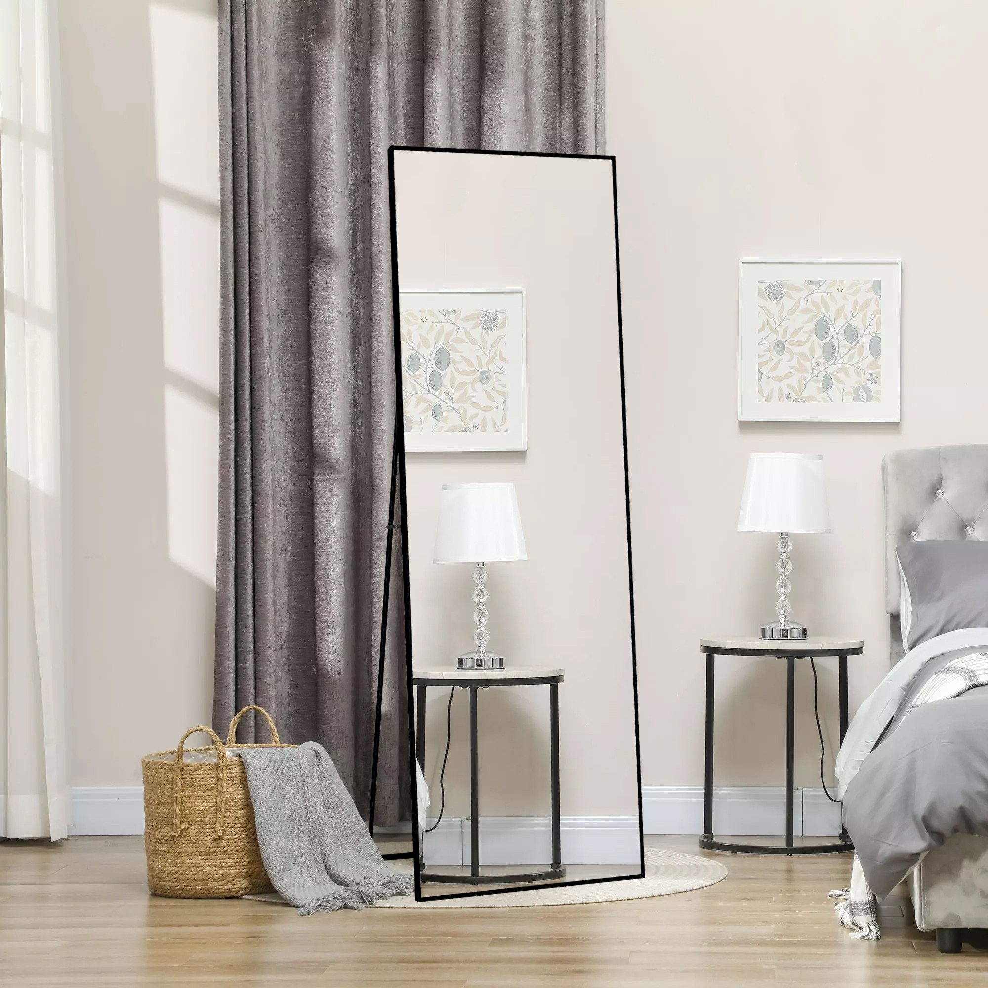 zebery Ganzkörperspiegel Großer Standspiegel mit Metallrahmen und verstärktem Glas (Set, 1-St., HD-Spiegelung), Schwarz
