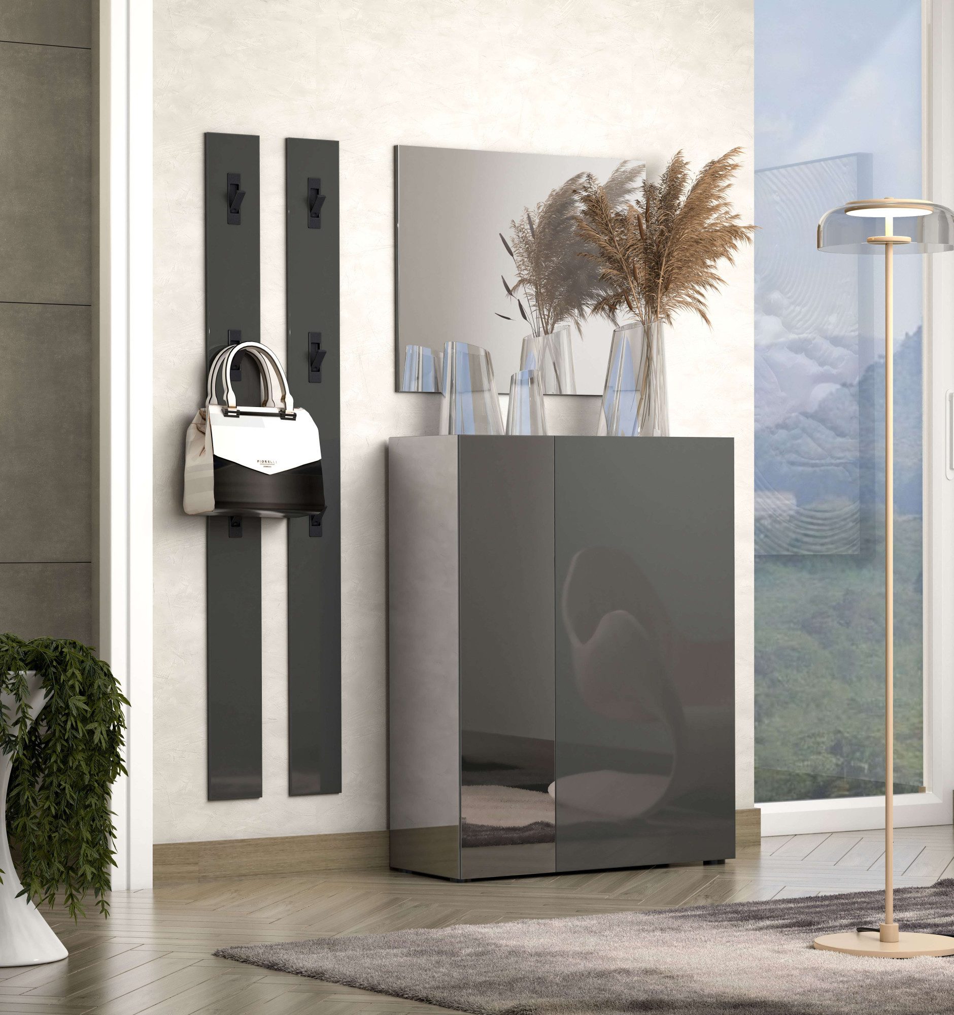 Home affaire Garderobenspiegel Tanko, Spiegel, Garderobenspiegel, 1-St., Made in Italy, hochkant oder quer montierbar, 80x65x2 cm