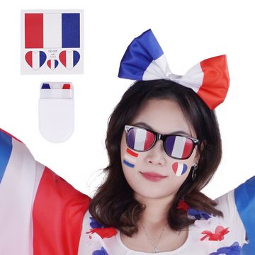 GalaxyCat Kostüm Fußball EM 2024 Frankreich Fan Set für Damen, 11-teilig, Fan Paket, Fan Paket Frankreich