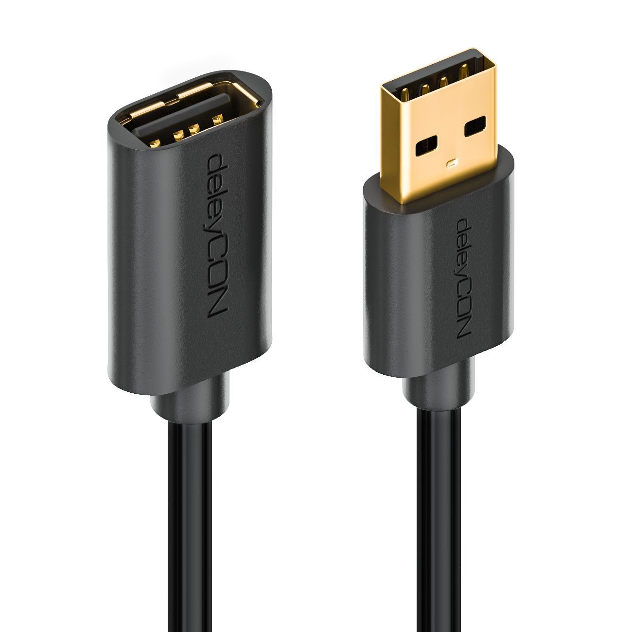 deleyCON deleyCON 2m USB 2.0 Verlängerungskabel USB-A auf USB-A - Schwarz USB-Kabel – Bild 3 von 5