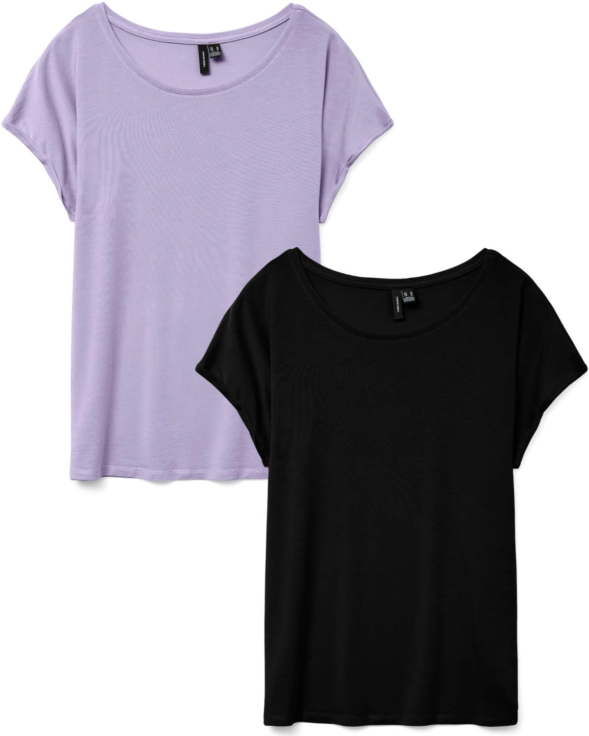 Vero Moda T-Shirt Stilvolles Basic Shirt mit Rundhalsausschnitt (2er-Pack) günstig online kaufen