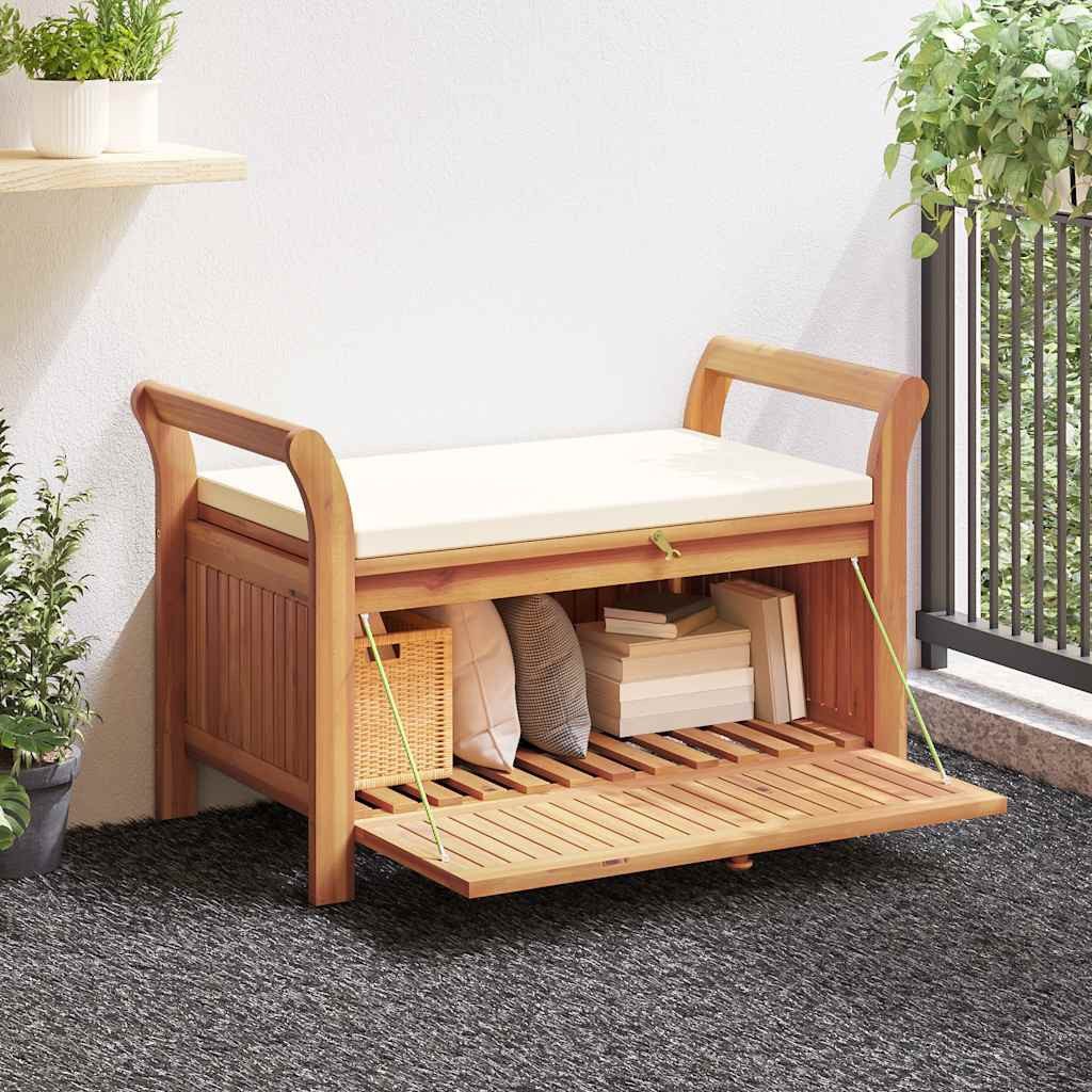 vidaXL Gartenbank Garten-Truhenbank mit Kissen 91 cm Massivholz (1-St)