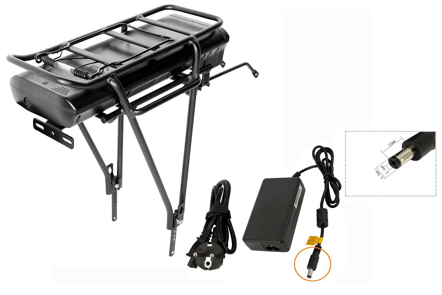 PowerSmart KL36S92B E-Bike Akku für Ansmann 10 INR 18/65-A, 10 INR 18/65-4, 10INR18/65-4, mit Akku Montagehalterung, Fahrrad Gepäckträger und 2A Ladegerät, 20 Zoll Lithium-ion (Li-ion) 14000 mAh (36 V)