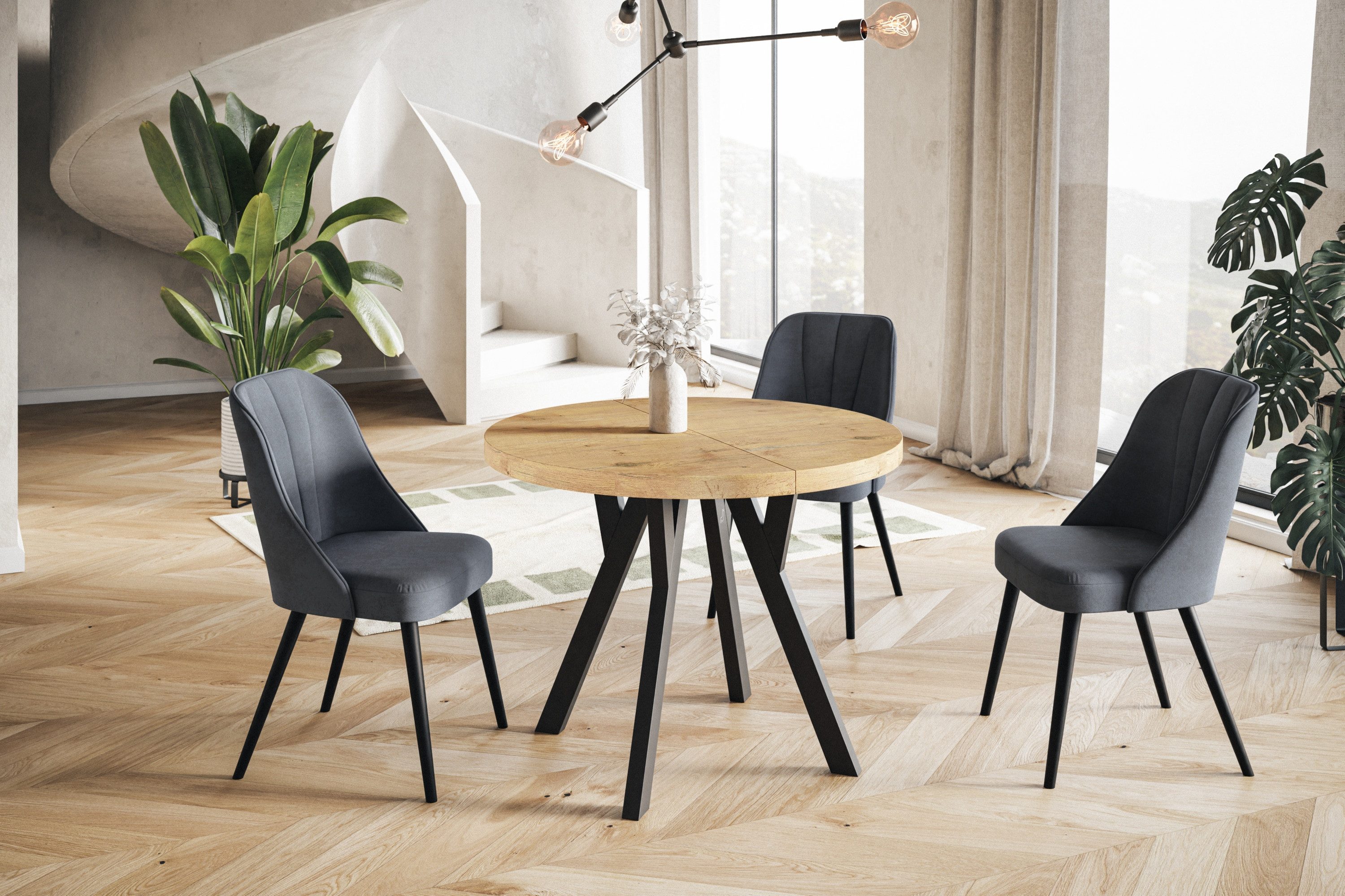 Alpi-Möbel Esstisch Wohnzimmertisch - Ausziehbarer runder Tisch 80-120 cm - günstig online kaufen