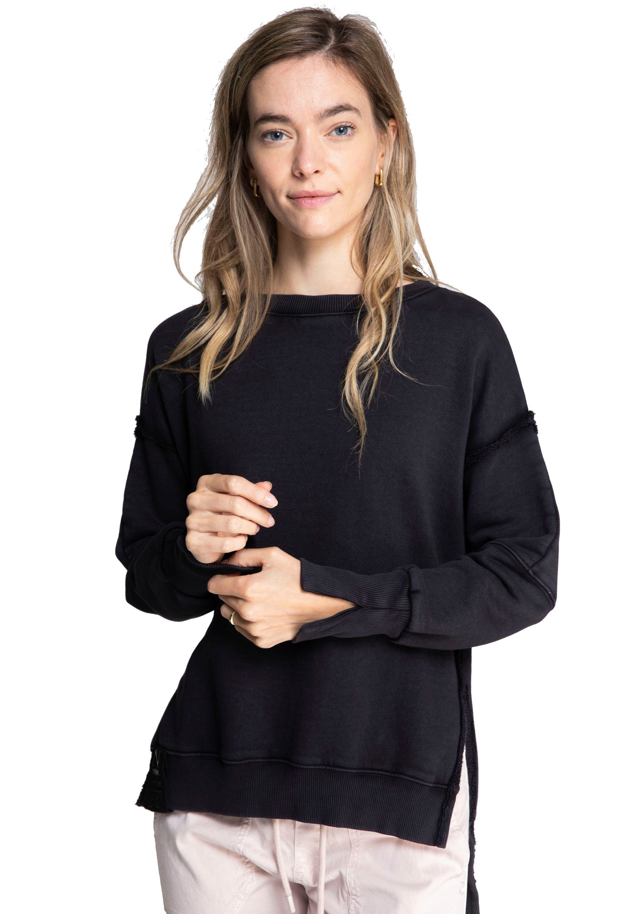 Damen Pullover Zhrill Sweater OLEA mit ausgefransten Details an den Ärmeln
