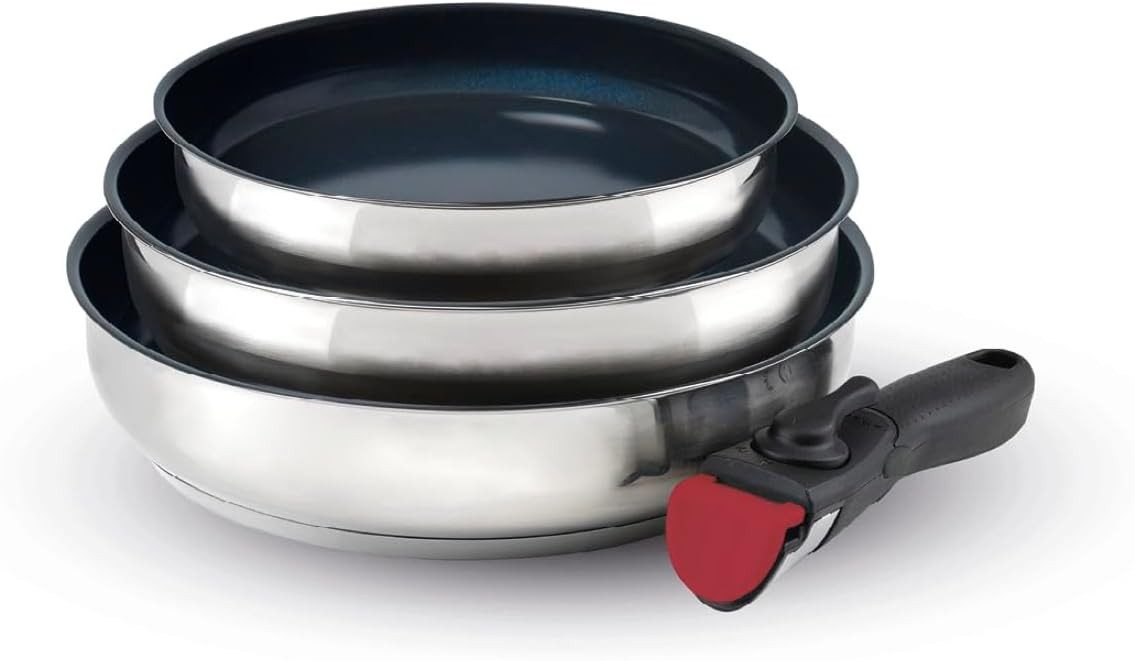 Qulinart by Brandt Pfannen-Set mit abnehmbarem Griff, Edelstahl (4-tlg), mit abnehmbarem Griff