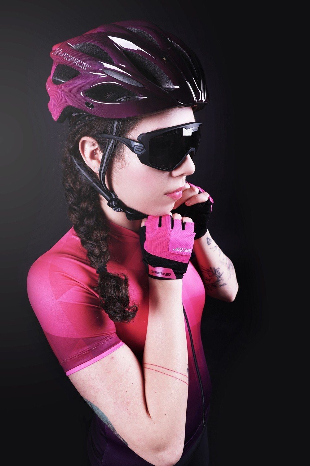 LADY Handschuhe FORCE Fahrradhandschuhe SECTOR FORCE pink-schwarz