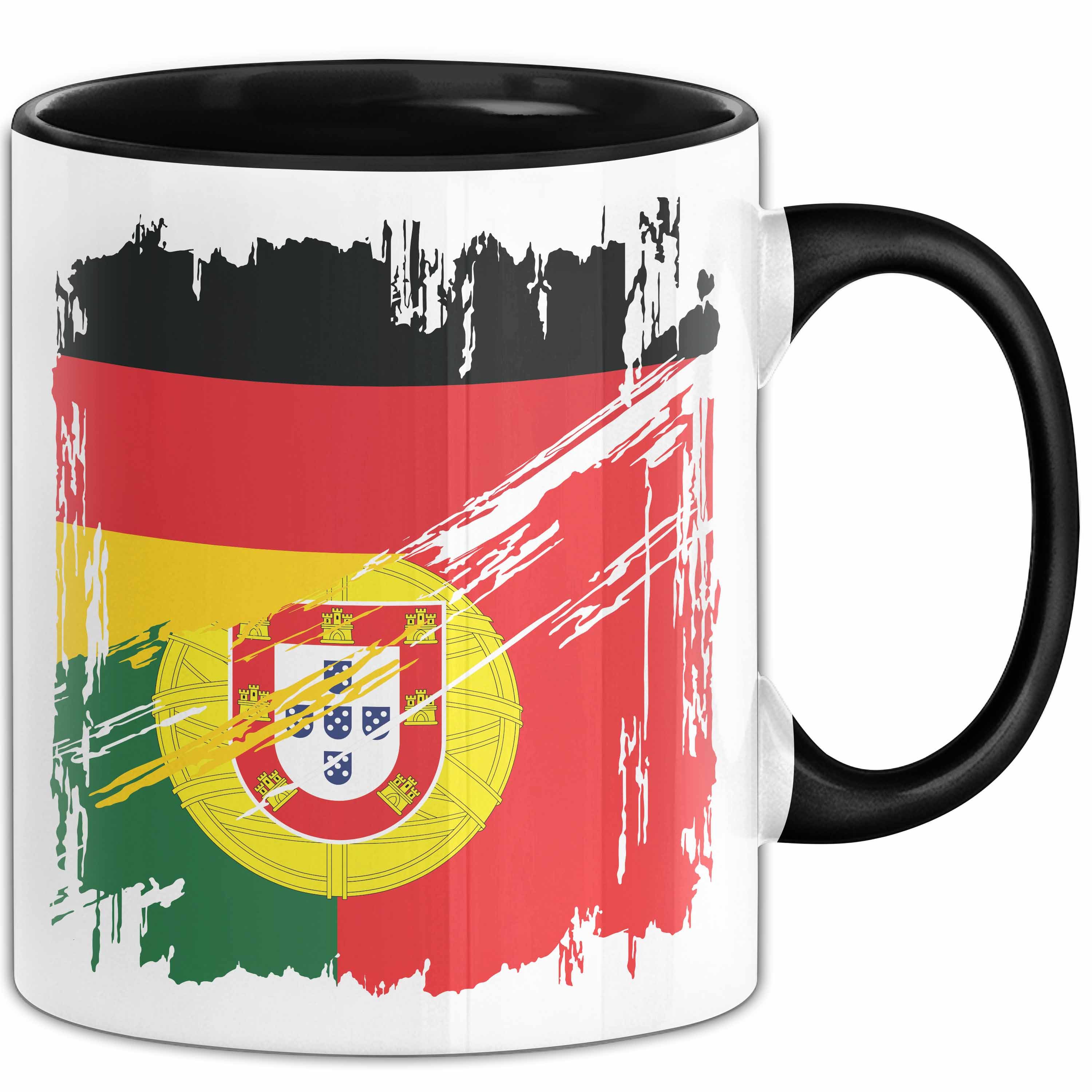Trendation Tasse Portugal Deutschland Flagge Halb Deutscher Halb Portugiese Fußball Ger