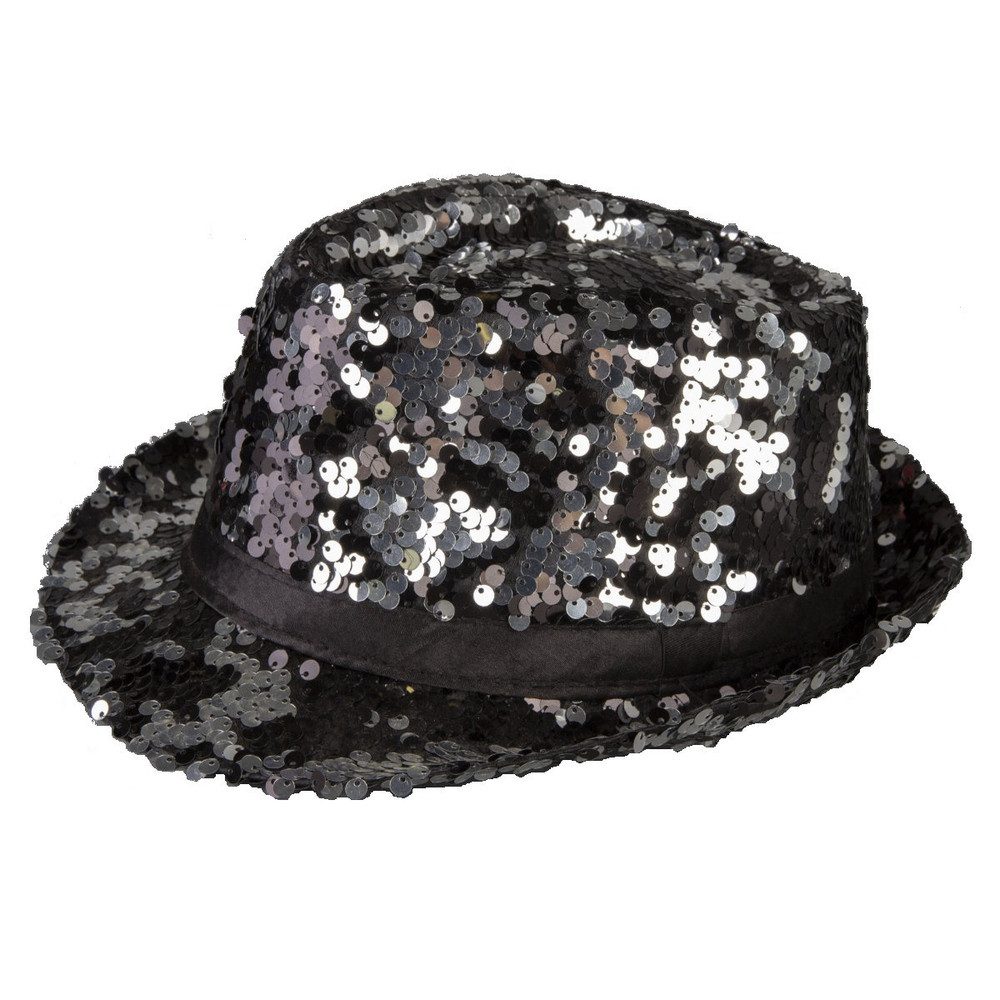 MICA Kostüm Fedora - Pailletten - für Erwachsene - schwarz