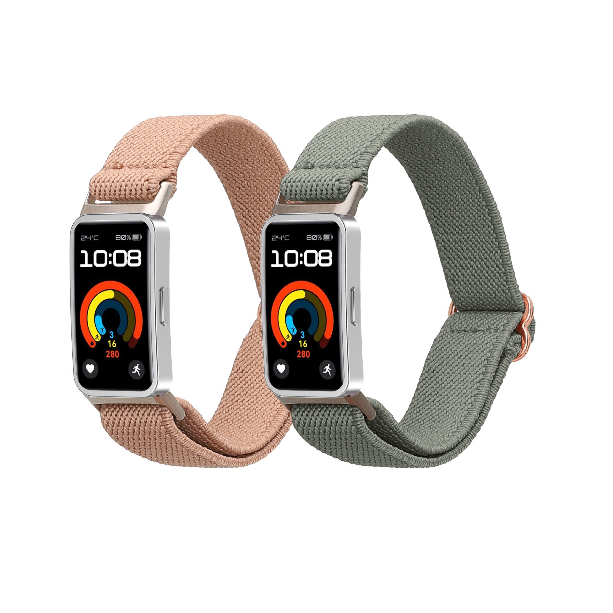kwmobile 2x Uhrenarmband für Huawei Band 10 / 9 / 8 Armband Fitnessband, 2-tlg., Fitnesstracker Band Set aus Nylon - Ersatzarmband Smartwatch