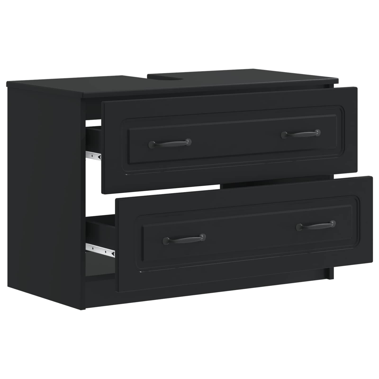 vidaXL Badezimmer-Set Waschbeckenschrank UTRECHT Schwarz 82 x 41 x 56 cm – Bild 3 von 5