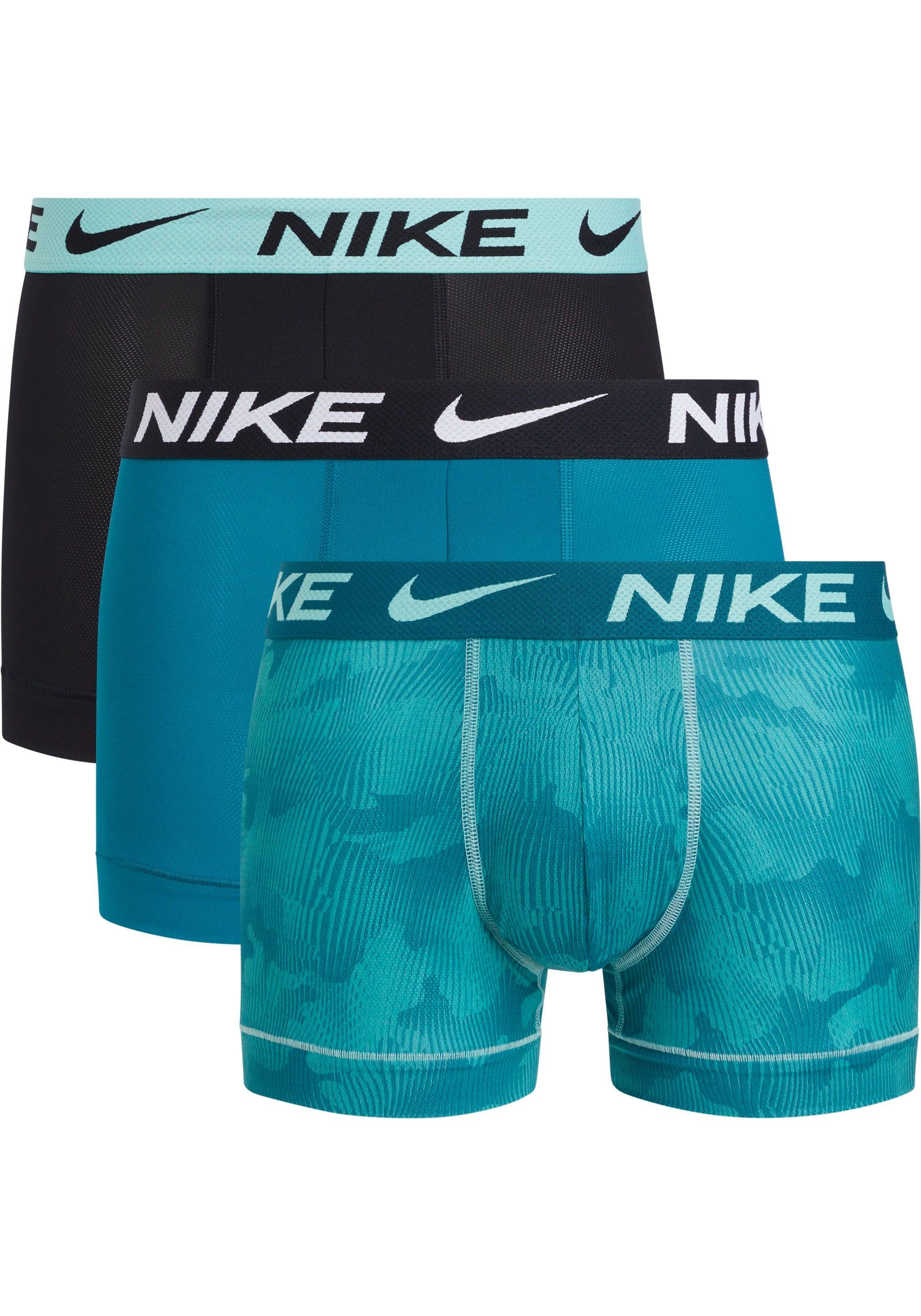 NIKE Underwear Trunk TRUNK 3PK (Packung, 3er-Pack) mit NIKE Logo-Elastikbund (3 Stück) tuerkisblauschwarz