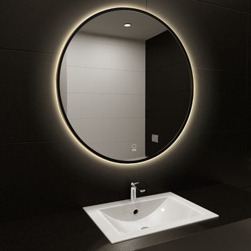 HOME DELUXE Badspiegel LED-Spiegel Rund DUBI - Beschlagfrei & Dimmbar, Badezimmerspiegel, Badspiegel mit Beleuchtung, Wandspiegel
