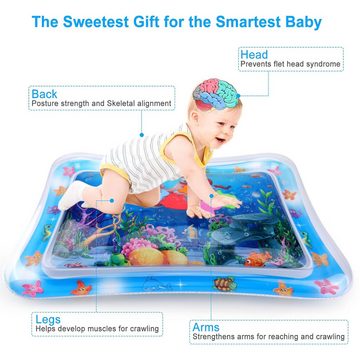 LA CUTE Spielmatte XXL Baby Wassermatte Oktopus – Aufblasbares Sensorisches Spielzeug (Baby Wasserspielmatte Set, 1x Aufblasbare Wasserspielmatte), Aufblasbare Wasserspielmatte für Babys mit bunten Wassertieren