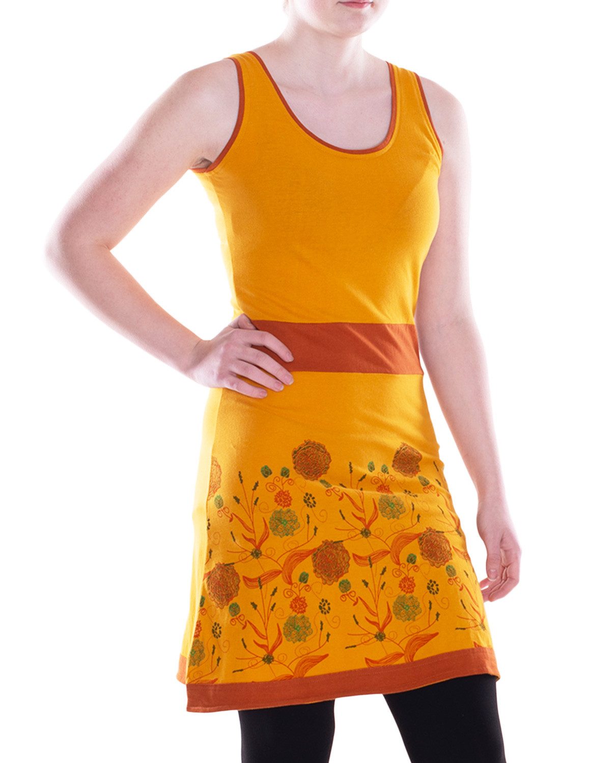 Vishes Sommerkleid A-Linien Kleid Damen Baumwolle ärmellos knielang Alternative Mode, Boho, Hippie, Ethno, Festival