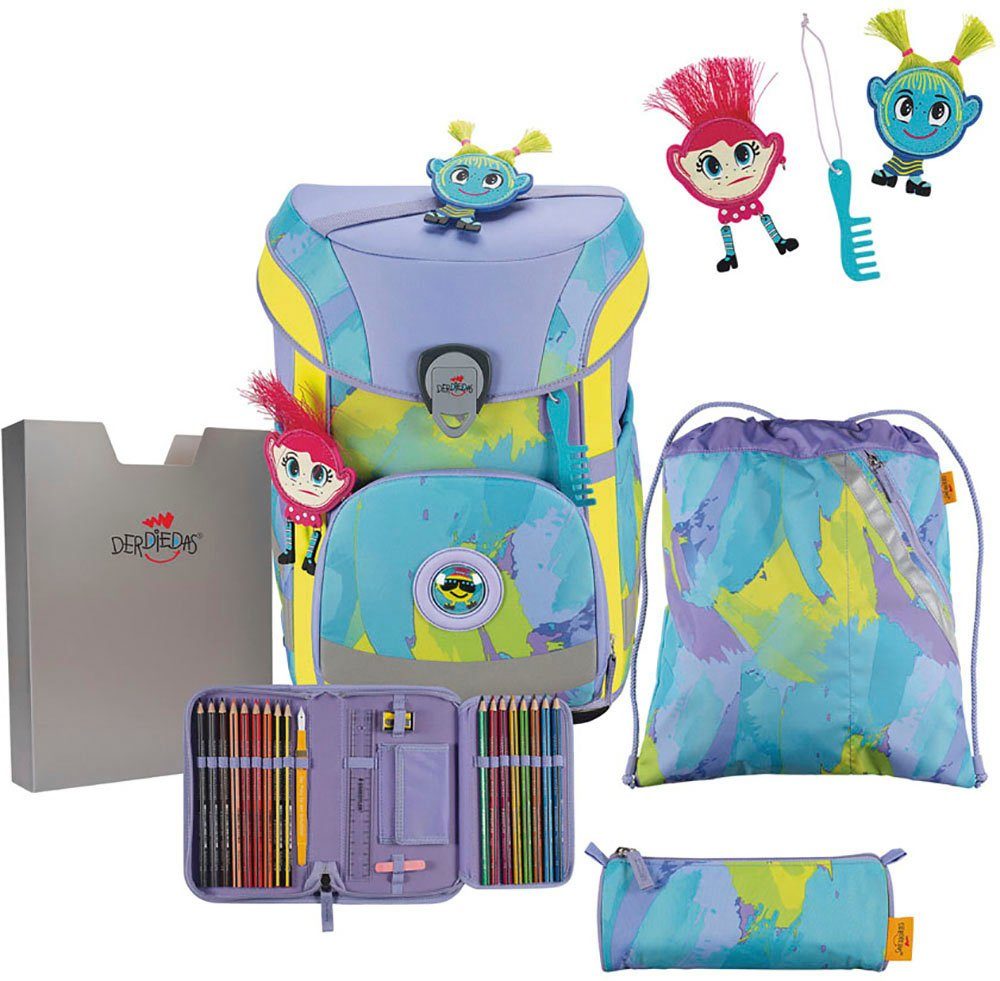 DerDieDas® Ранцы ErgoFlex Easy, Hippie Hair (Set, 5-tlg), enthält recyceltes Material