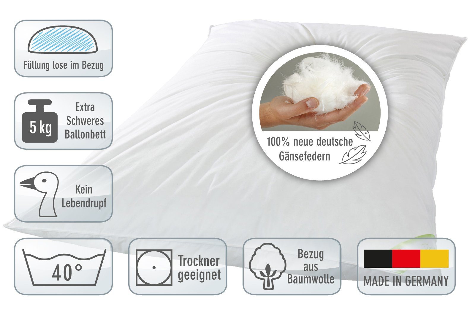 franknatur Federbettdecke Ballonbett 100% Federn 5kg, Füllung: 100% Gänsefe günstig online kaufen