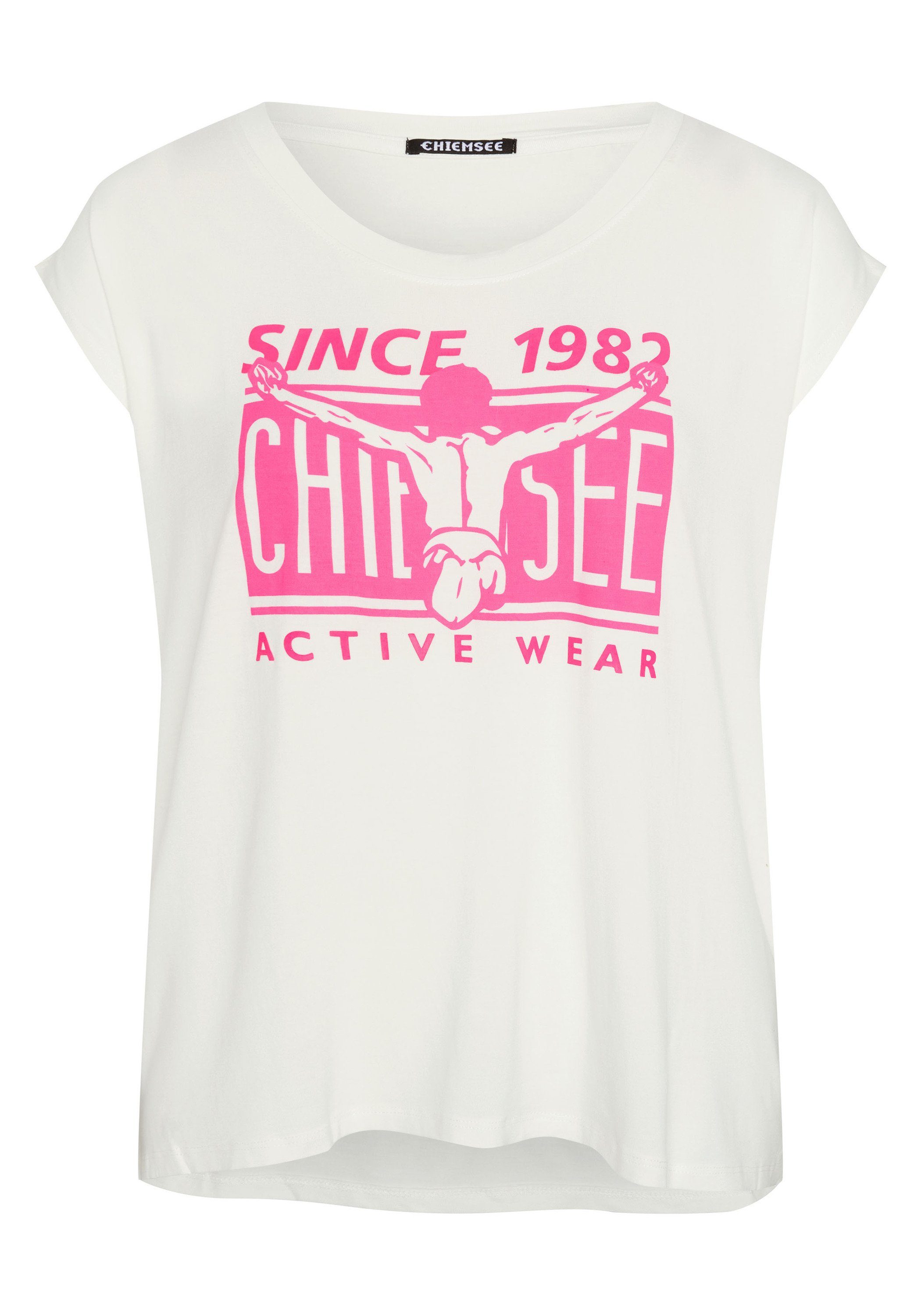 Chiemsee Print-Shirt T-Shirt aus Viskose-Elasthanmix mit Labelprint 1 Star White