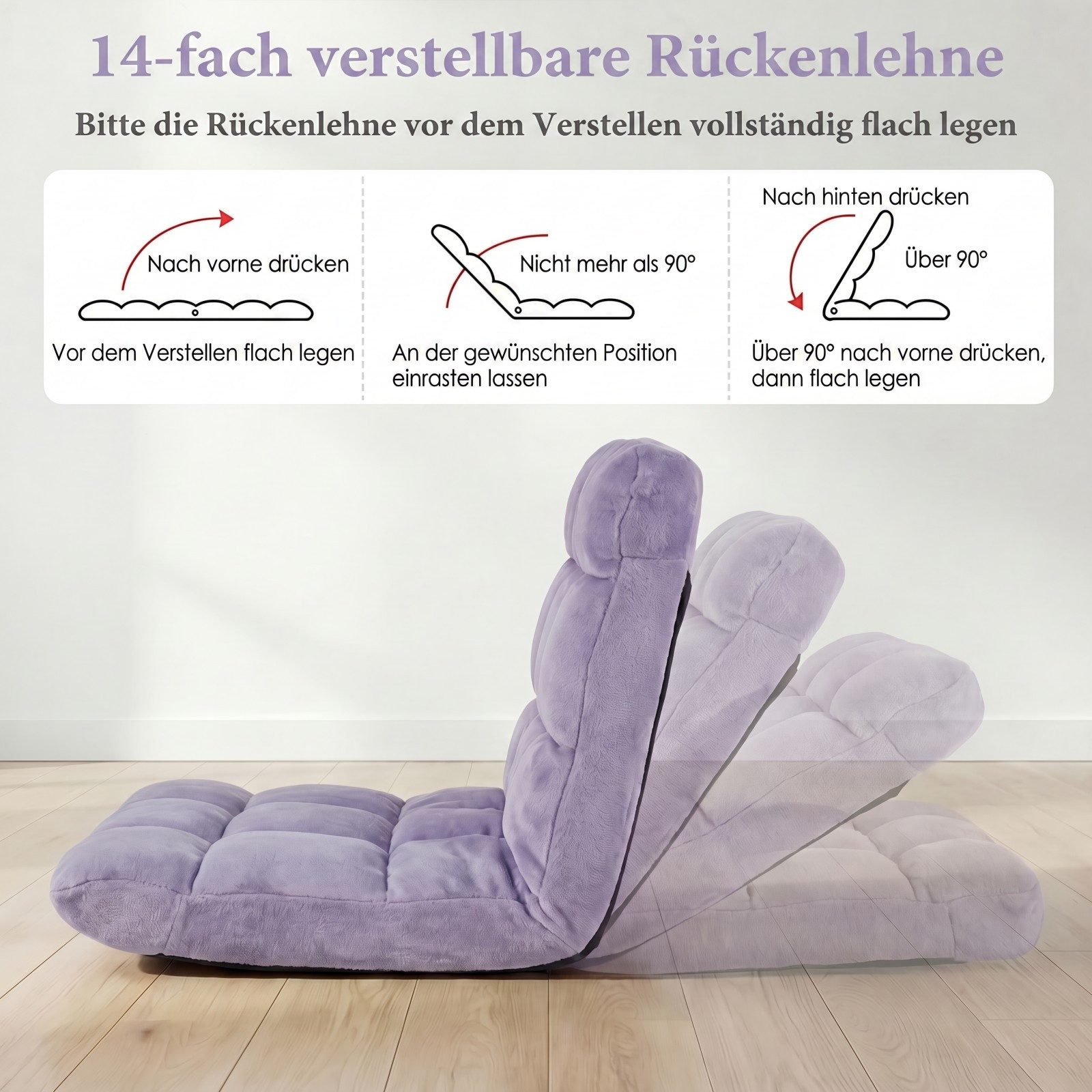 COSTWAY Relaxsessel, Bodenstuhl mit verstellbarer Rückenlehne faltbar gepolstert