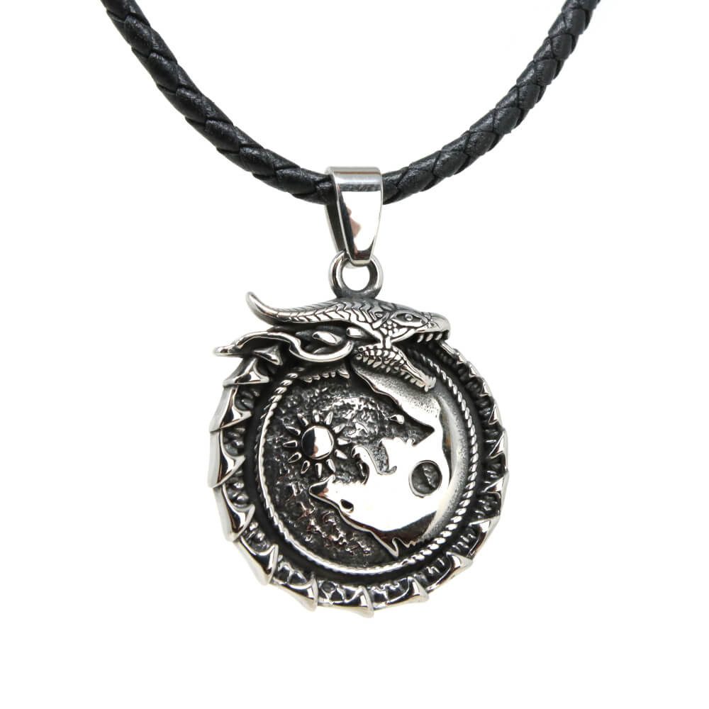 Kette mit Anhänger Lederkette Edelstahlkette 316L WIKINGER FENRIR