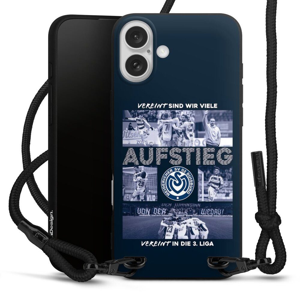 DeinDesign Handyhülle MSV Duisburg Aufstieg Offizielles Lizenzprodukt, Apple iPhone 16 Plus Premium Handykette Hülle mit Band Cover mit Kette