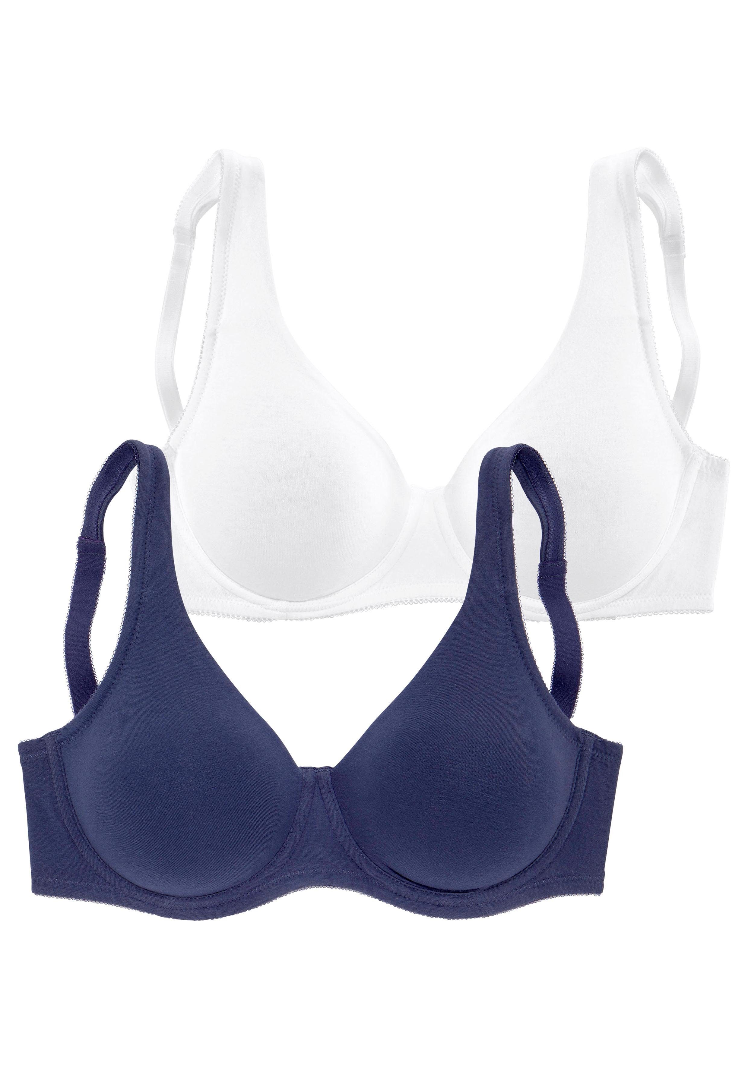 petite fleur Minimizer-BH (Packung, 2 mit Stück) Dessous Baumwolle, Bügel marine+weiß aus Basic