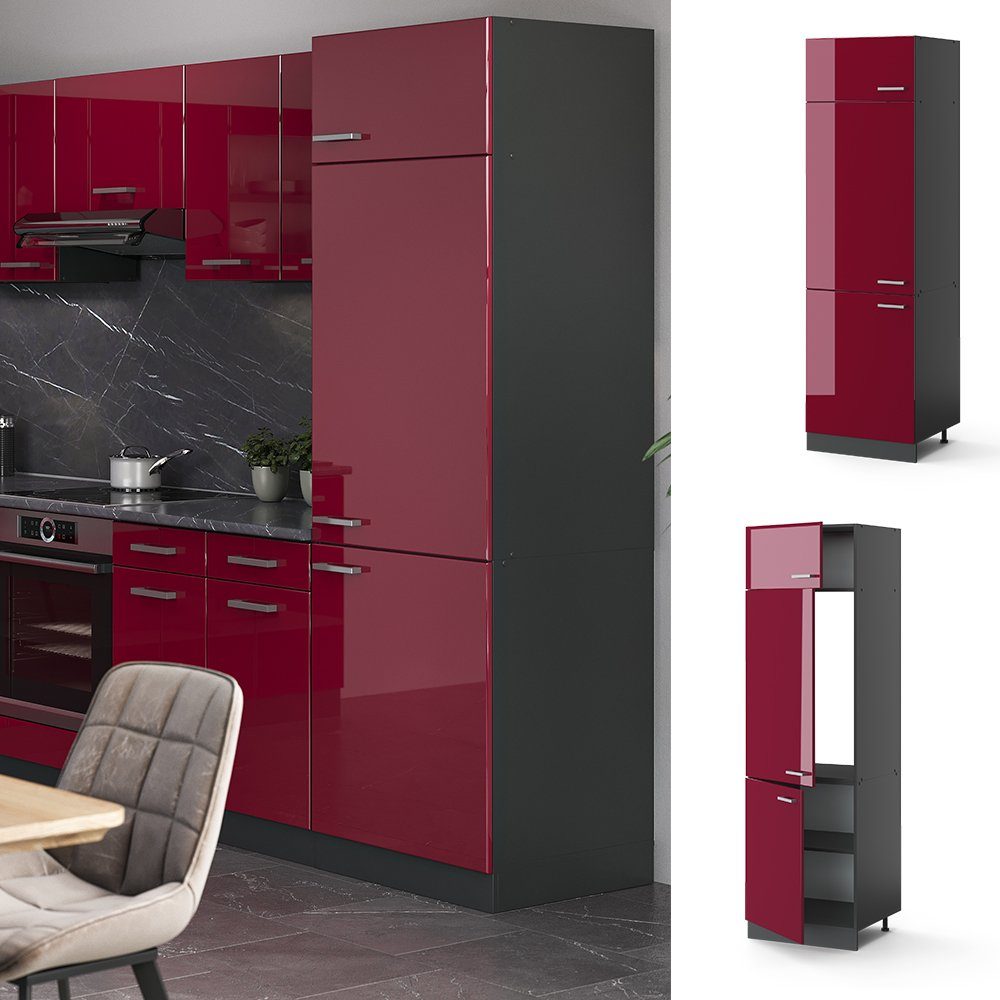 Vicco Kühlumbauschrank R-Line, Bordeaux Hochglanz/Anthrazit, 60 günstig online kaufen