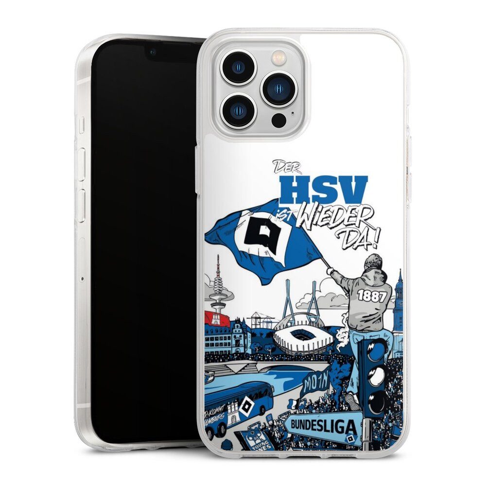 DeinDesign Handyhülle Hamburger SV Offizielles Lizenzprodukt Aufstieg, Apple iPhone 13 Pro Max Silikon Hülle Bumper Case Handy Schutzhülle