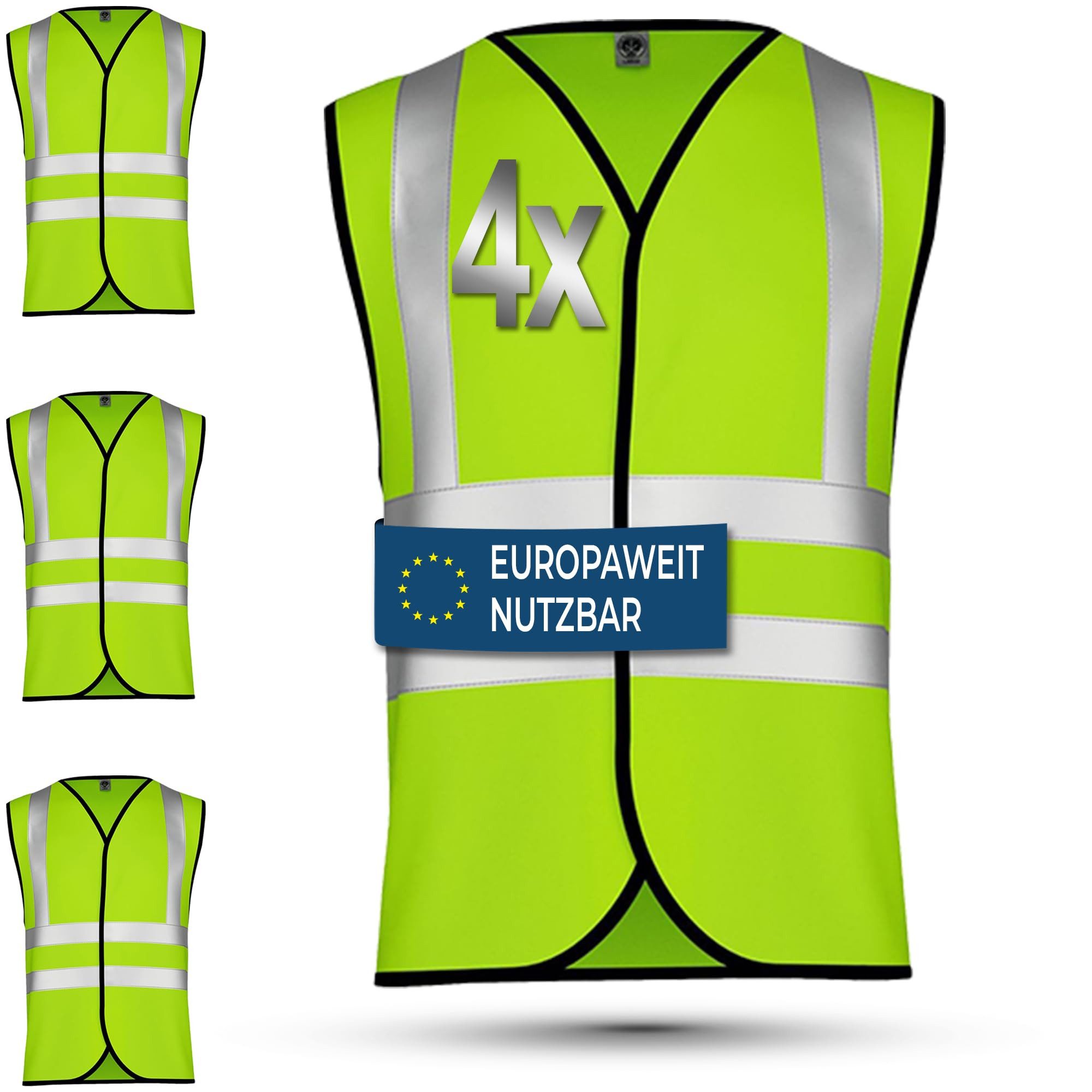 German Wear Warnweste 12 x Warnweste set (Spar-Set, 12er-Pack) 12x Warnweste Sicherheitsweste Auto Sicherheitswarnweste Pannenweste