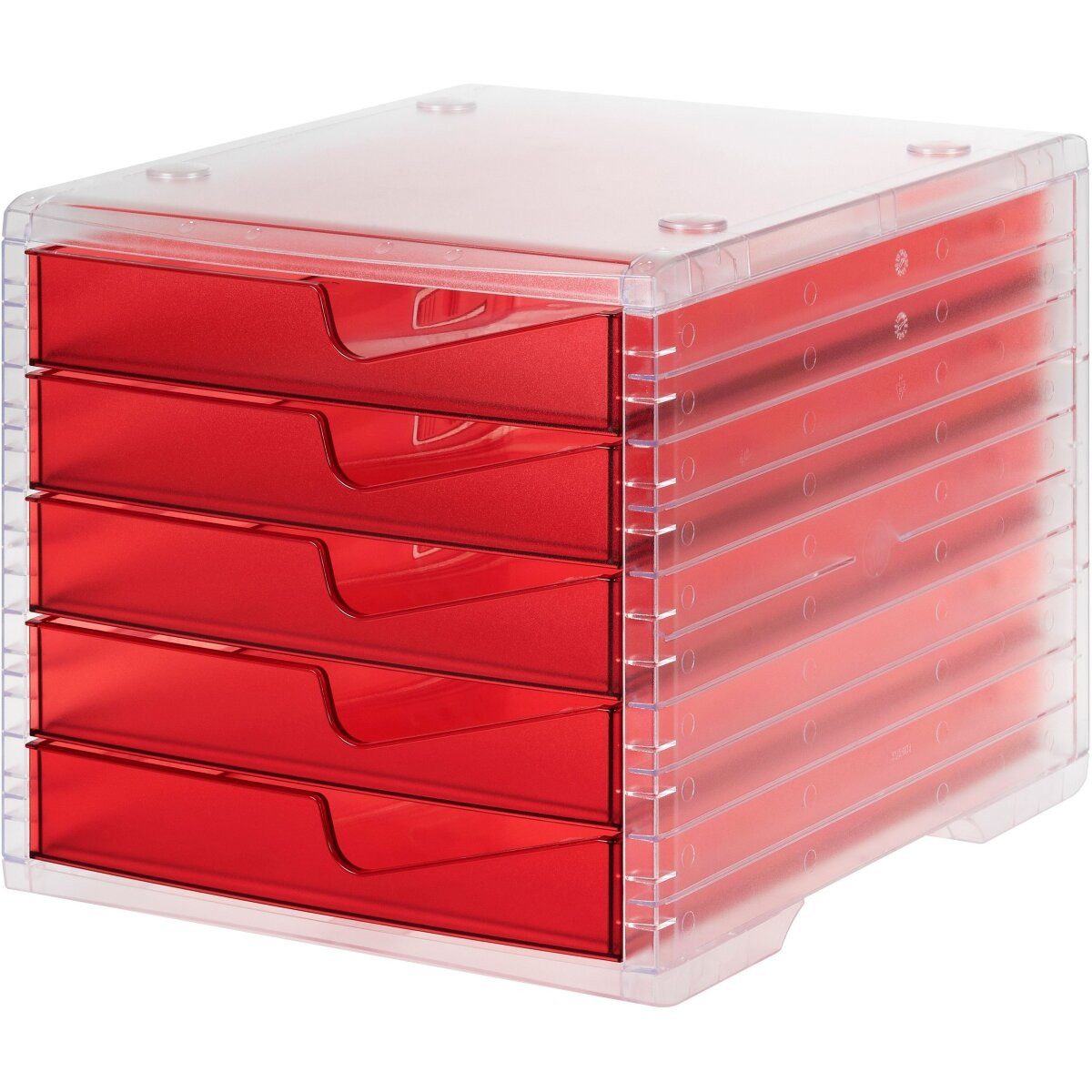 STYRO Organizer Schubladenbox styrowingsbox 5 Schübe light transparent/cranberry