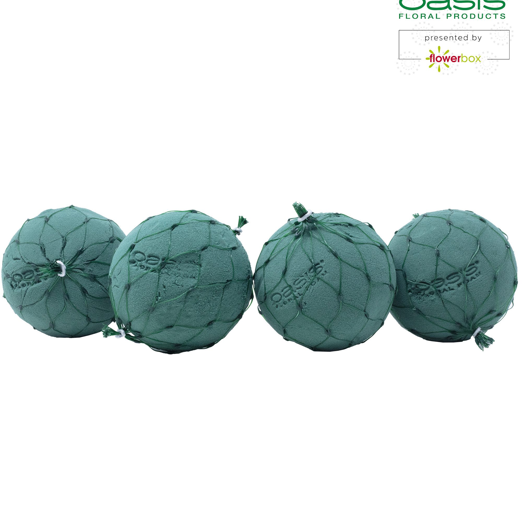 Oasis Schaumgummi 4er Pack OASIS® IDEAL Kugel im Netz, grün - Durchmesser 9 cm
