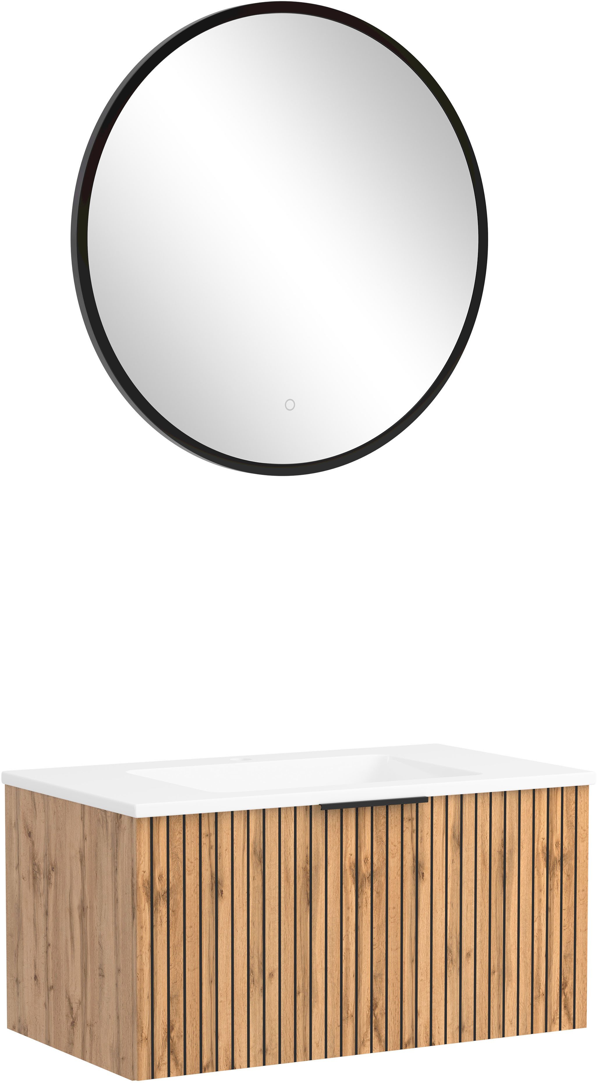 Badmöbel-Set Welltime, Carlton Waschtisch-Set, 80 oder 120 cm, gestreift