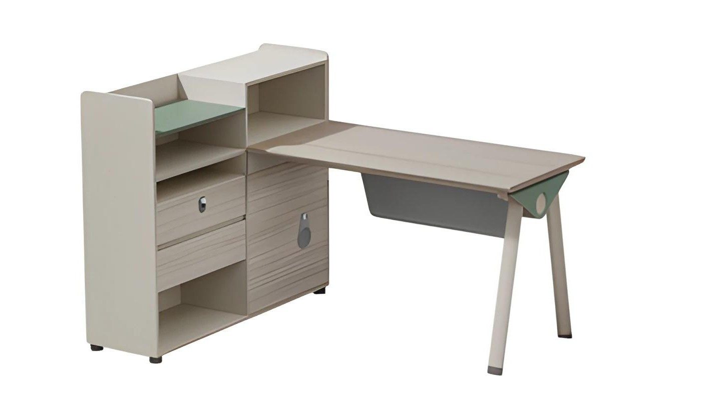 Xlmoebel Schreibtisch XLMOEBEL Schreibtisch Beige Grau mit Stauraum und Schubladen, Made in Europa