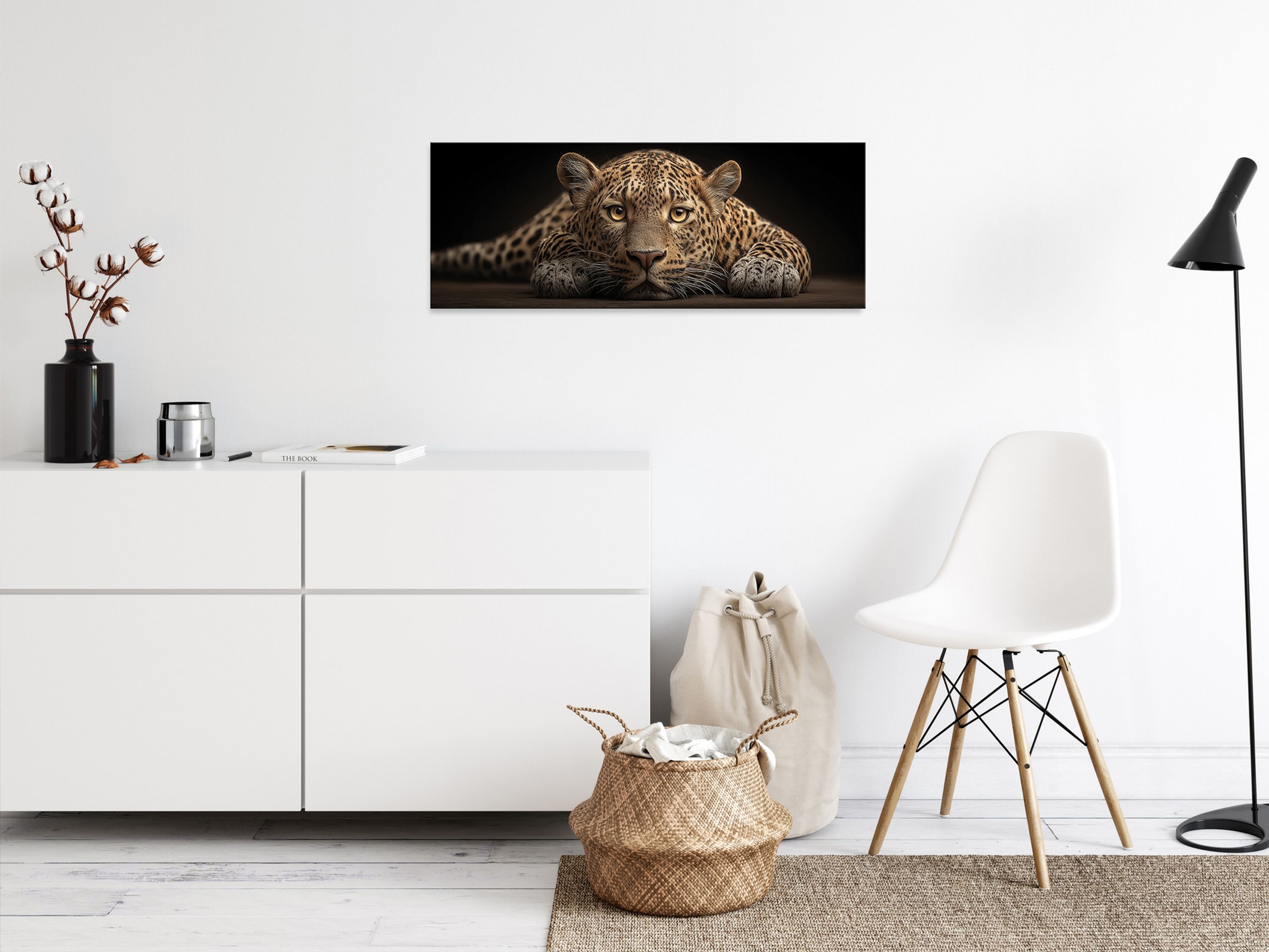 artissimo Glasbild Bild aus Glas 80x30 cm / Wandbild Querformat / Wanddeko modern, Tiere: Leopard Porträt – Bild 4 von 5