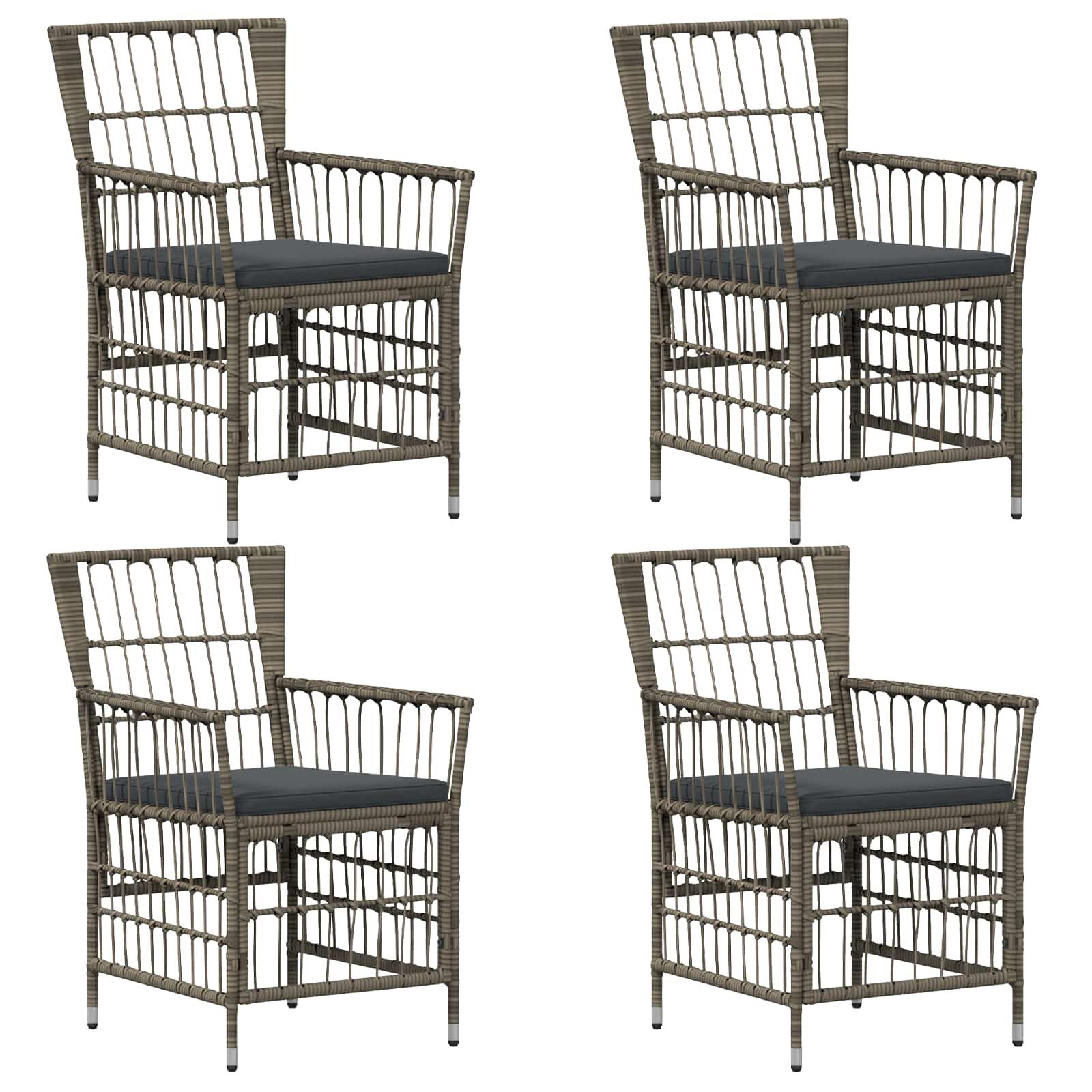 vidaXL Gartenstuhl Gartenstühle 4 stk. Grau Poly-Rattan (4 St)