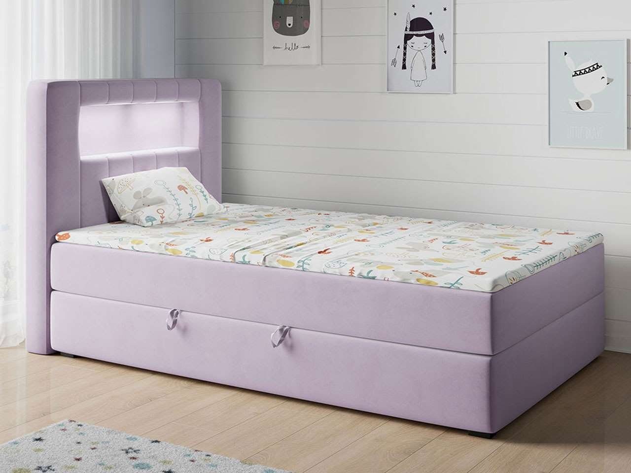 JUNIOR, Bett Einzelbetten Violet 1 GOLD Boxspringbetten MÖBEL MKS Kinderbett Funktionsbett für Kinderzimmer,