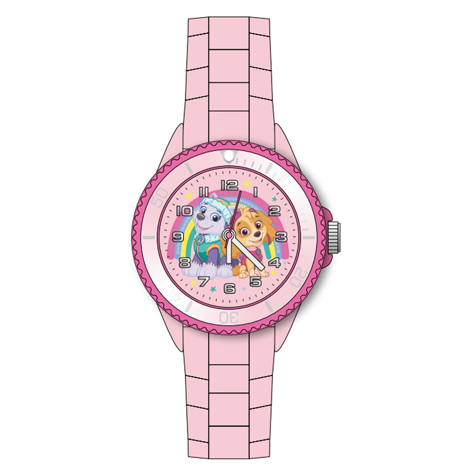 Quarzuhr PAW Patrol Kinderarmbanduhr mit Silikonarmband, mit Silikonarmband 34 mm Quarzuhrwerk Kinderuhr Mädchen Rosa