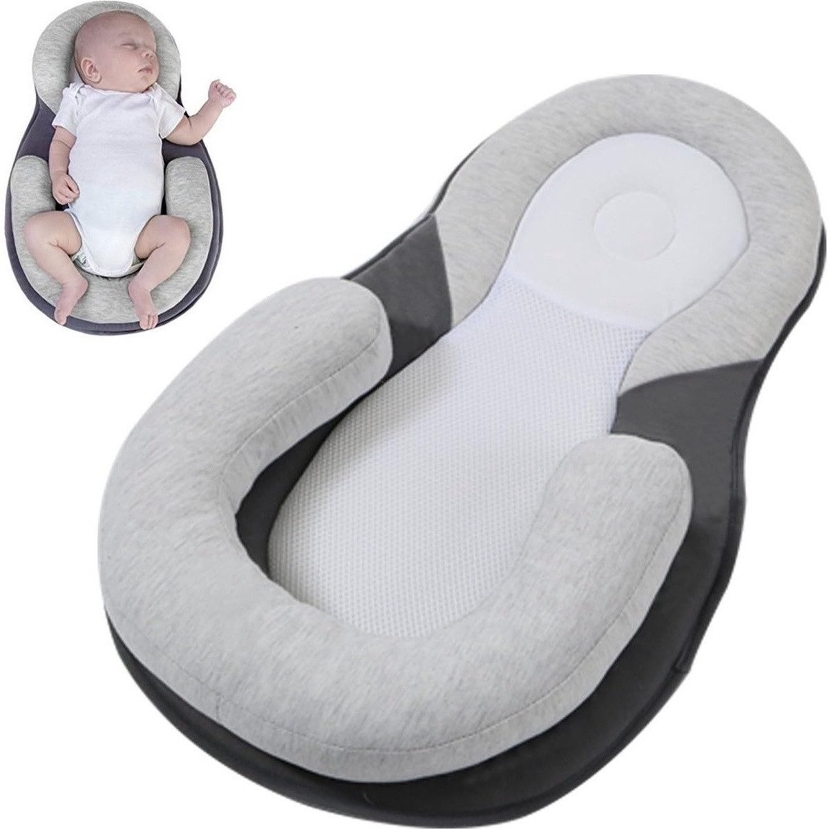 Kraftverdia Stubenbett Ergonomisches Babynest Tragbar mit Memory-Schaum Kissen