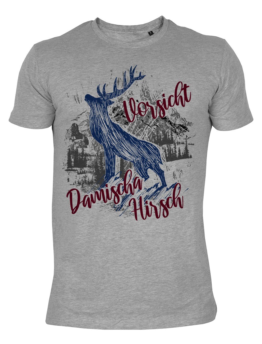 Tracht Sprüche, Volksfest - Shirts Tracht : Moderne Tini Vorsicht Bayrische Motiv Dialekt Mundart, Hirsch Print-Shirt Hirsch Damischa --