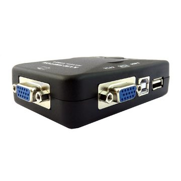 Bolwins VGA-Switch D42C KVM Switch Box USB 2.0 VGA PS2 für 2 PC Tastatur Maus Monitor