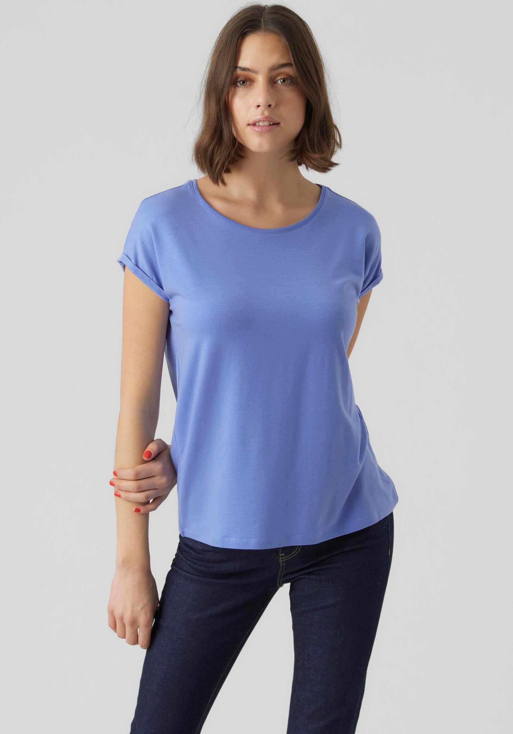 Vero Moda Rundhalsshirt VMAVA PLAIN SS TOP GAJRS NOOS Jacaranda