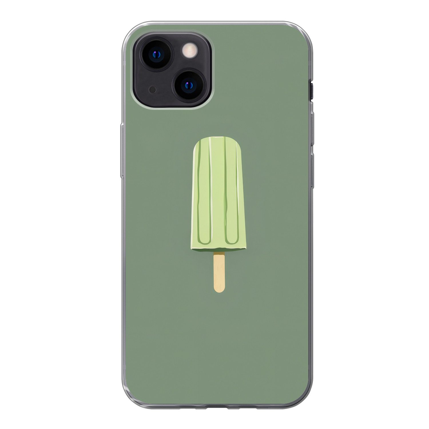 MuchoWow Handyhülle für Apple iPhone 13 mini Grün - Wassereis - Stock - Illustration, Smartphone-Bumper, Print, Handy Schutzhülle Dünn