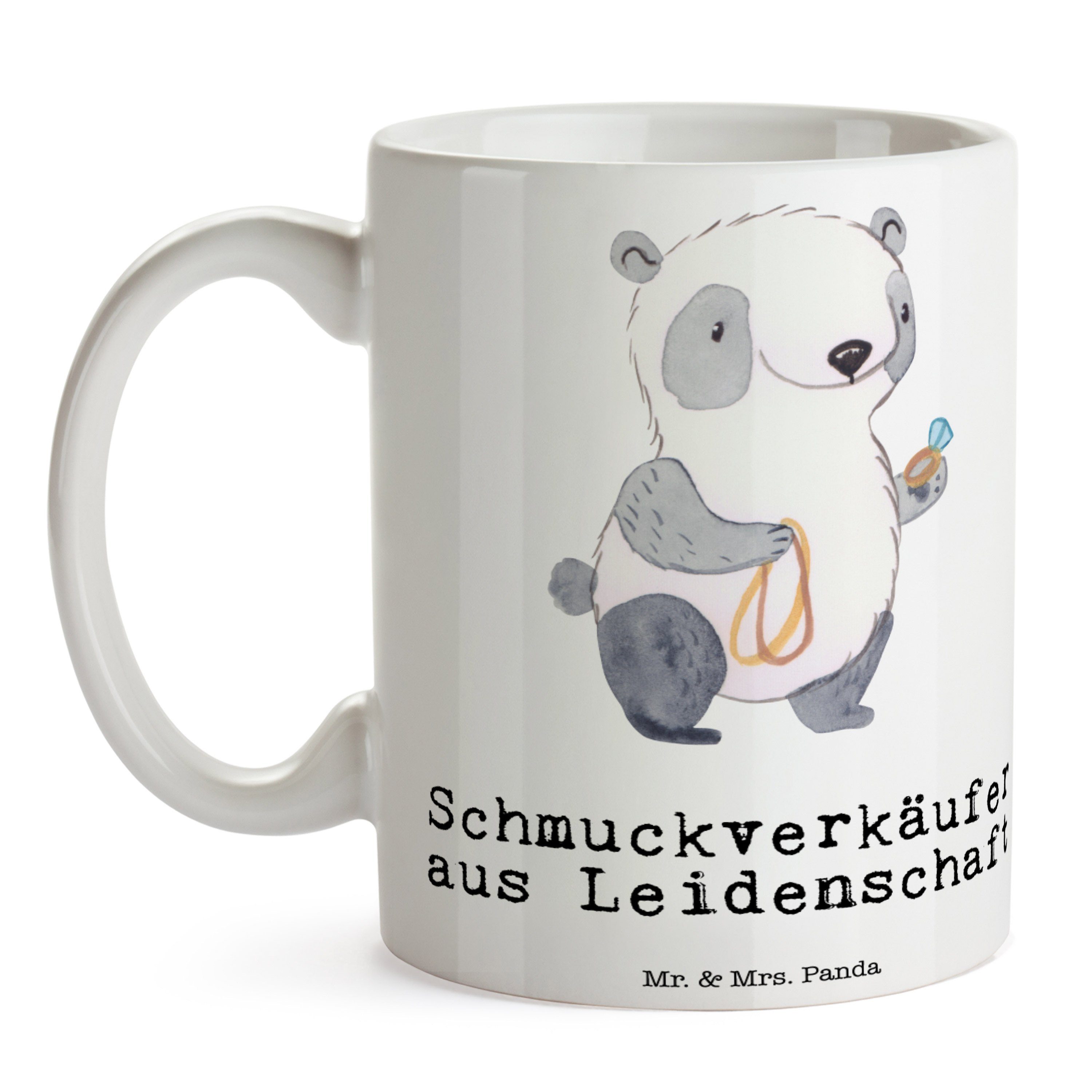 Mr. & Mrs. Panda aus Tee, Leidenschaft Schmuckverkäufer - - Geschenk, Keramik Weiß Kaffeetasse, Tasse