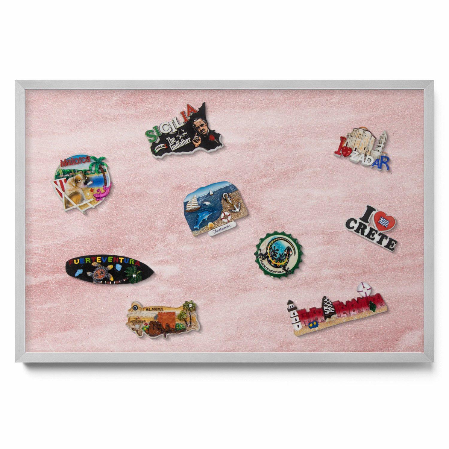 Tulup Magnettafel Rosa mit silbernem Rahmen, Wandtafel für Erinnerungen und Homeoffice, Pastellfarbene Felsstruktur, Rosa
