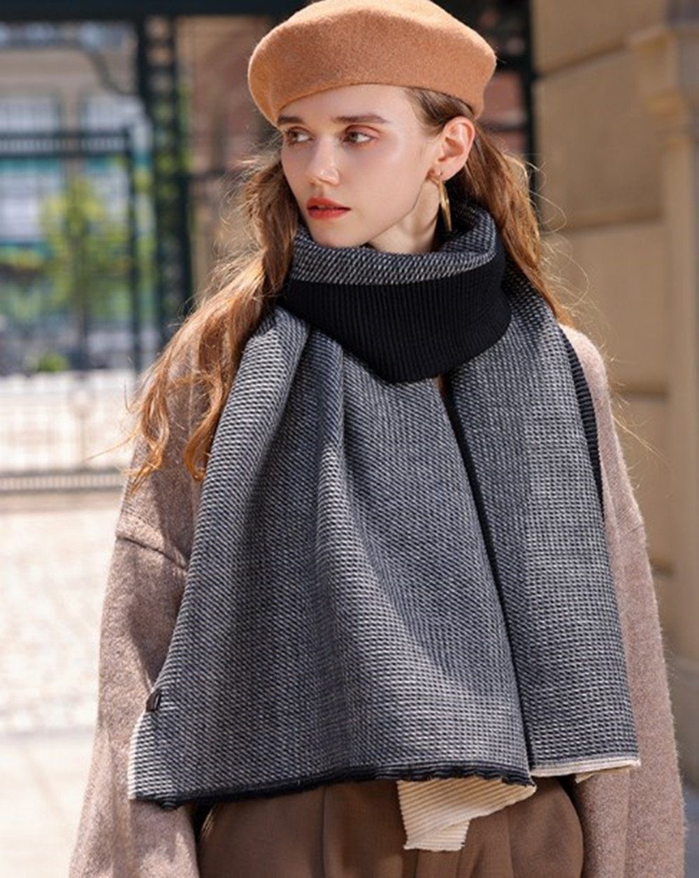 XDeer Modeschal Damen Schal,XL Winter Schal Poncho Qualität, zweiseitige feine Linie,Damen Halstuch Geschenk für Frauen in verschiedenen Farben gray