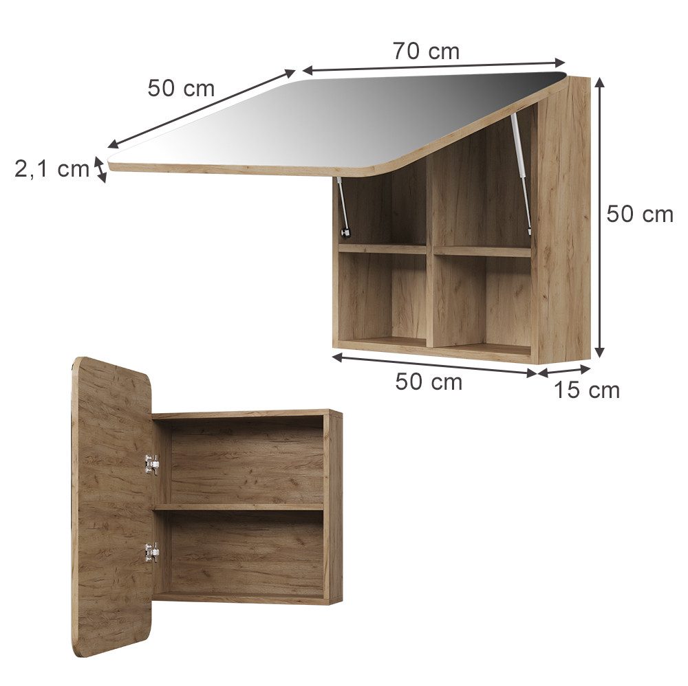 Vicco Badezimmerspiegelschrank Zino, Goldkraft Eiche, 70 günstig online kaufen