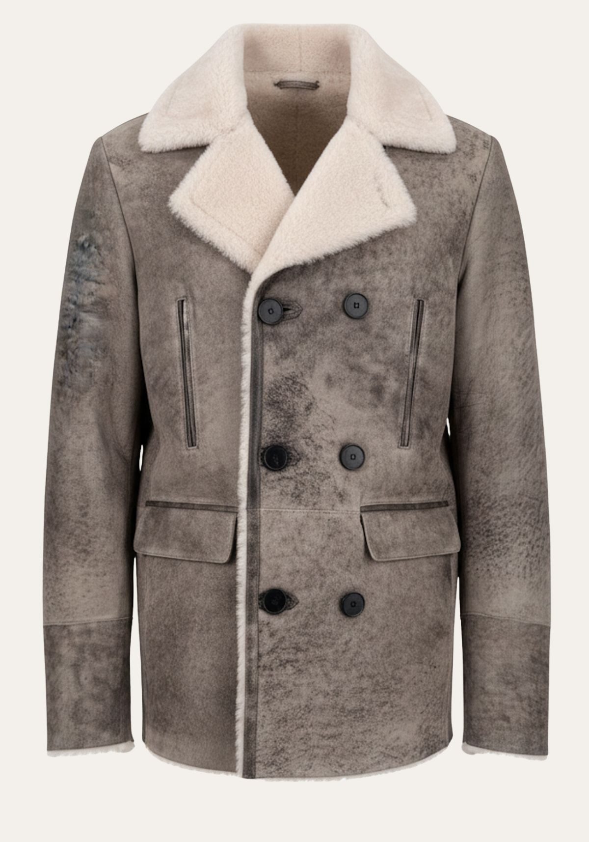 Hollert Winterjacke Lammfelljacke Matteo - Handgefertigter Shearling Peacoat
