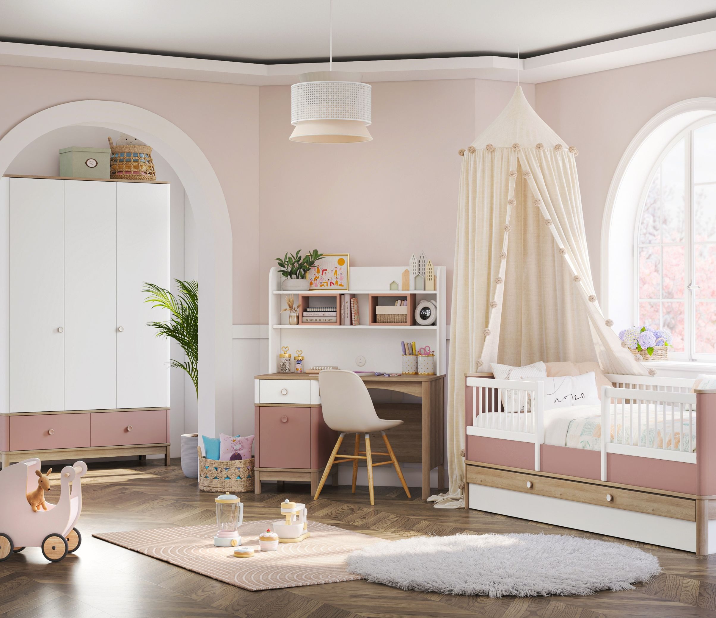 Möbel-Zeit Bücherregal BONO PINK Weiß & Pink – Kinderzimmer-Standregal