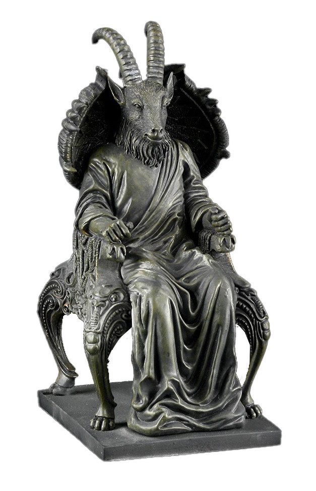Figuren Shop GmbH Fantasy-Figur Satan Figur in Ziegengestalt sitzt auf Thron - Fantasy Gothic Teufel