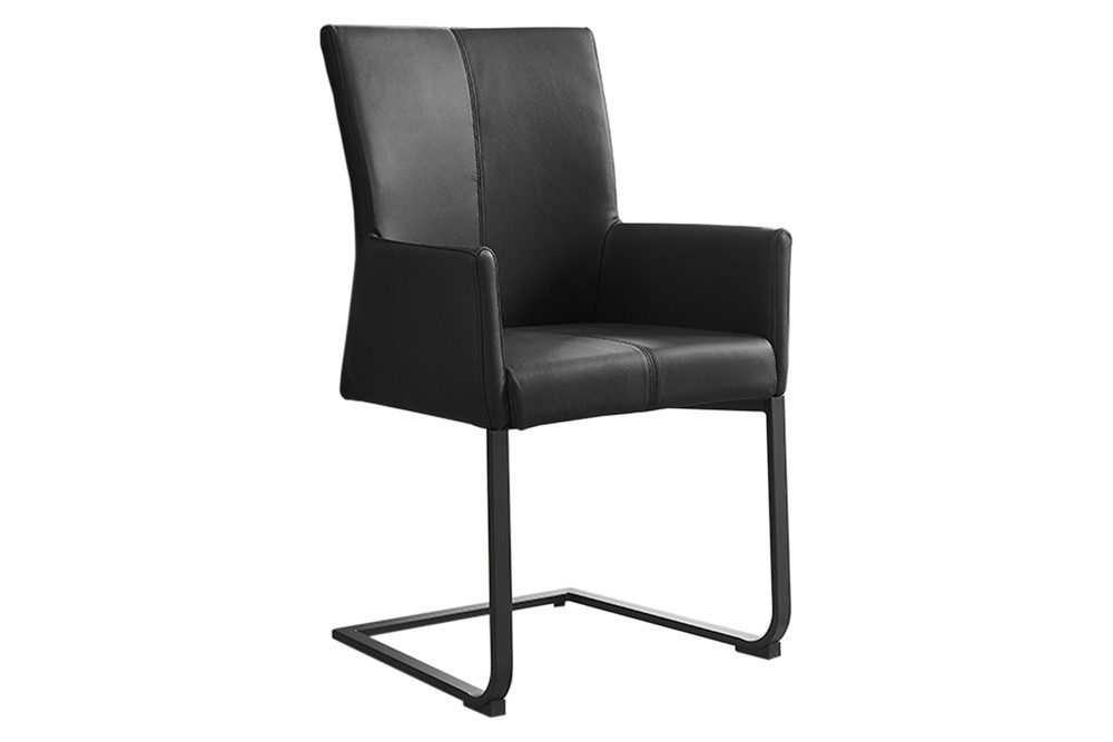 riess-ambiente Esszimmerstuhl SAMSON schwarz · Schwingstuhl mit Echtleder-Bezug (Einzelartikel, 1 St), Esszimmer · mit Armlehnen & Metallrahmen · bis 120kg belastbar